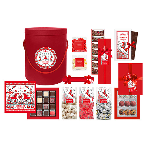 "Новогодняя коробка"  набор: шоколад, мармелад, драже, конфеты 990г