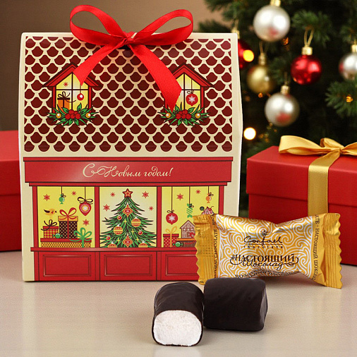 Новогодний набор конфет маршмеллоу в горьком шоколаде 110г