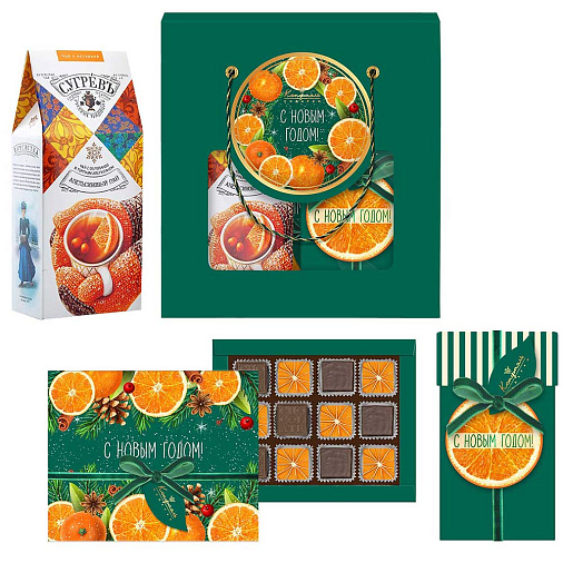 Новогодний набор: ассорти, суфле, чай 265г