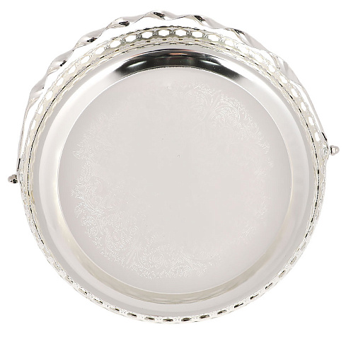 Блюдо круглое декоративное из металла (серебро)