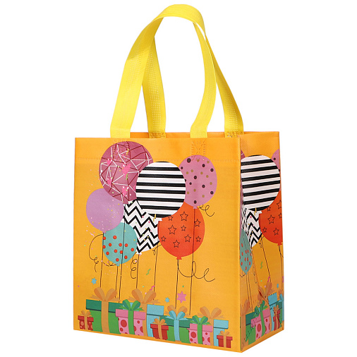 Подарочный пакет на День рождения 22*11*23см желтый