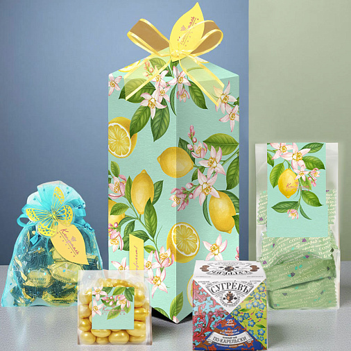 Подарочный набор: драже, конфеты глазированные, чай