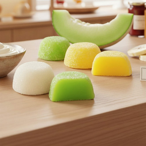 Набор мармелада со вкусами «Сливочная намелака», «Зеленая дыня», «Банан»