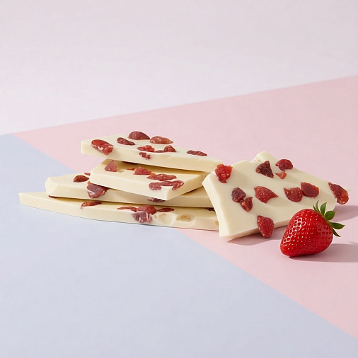 Белый шоколад с клубникой (ломаный)