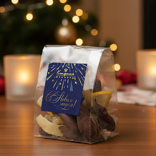 «Любимый вкус» цукаты лимонные корочки в молочном шоколаде 50г (синее новогоднее оформление)