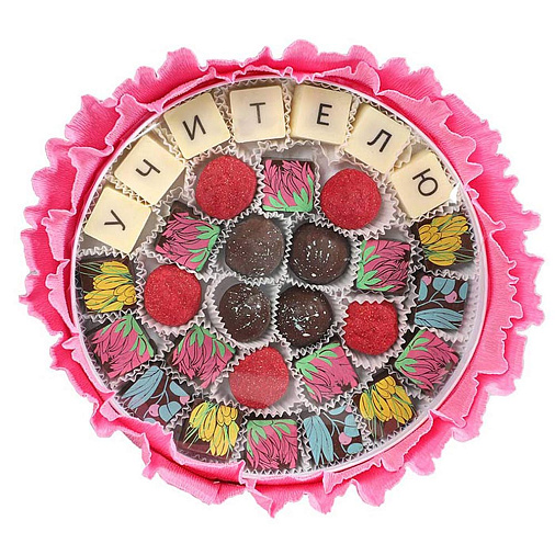 "Учителю" букет из конфет ручной работы (розовый)