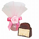 Конфета вишневый мармелад и ванильное суфле в горьком шоколаде розовая с розочкой 50г