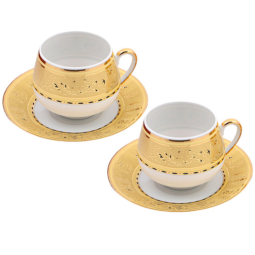 Кофейный набор на 2 персоны (золото на белом) 