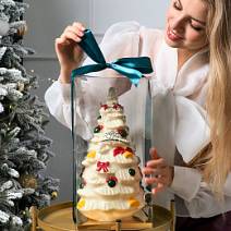 "Ёлка" скульптура белый шоколад (красные бантики) 