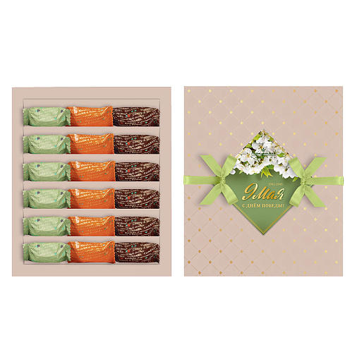 "9 мая" набор двуслойных конфет суфле+мармелад в горьком шоколаде