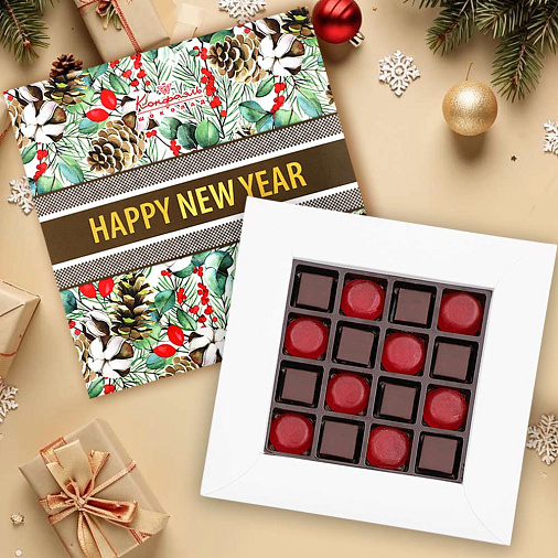 Новогодний набор: мармелад "Вишневый", конфеты "Суфле" в горьком шоколаде 180г