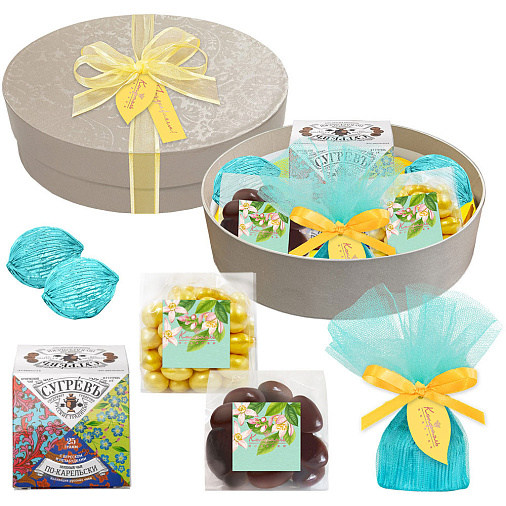 Подарочный набор: драже, конфеты глазированные, чай