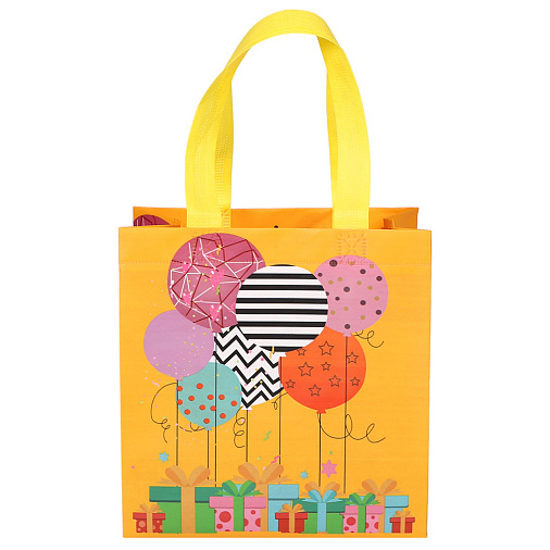 Подарочный пакет на День рождения 22*11*23см желтый