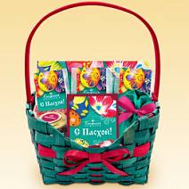 Пасхальная корзина шоколада, драже, конфет глазированных, варенья