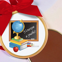 "Успехов в учебе" медаль молочный шоколад (глобус)