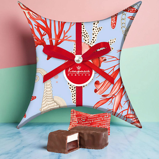 Набор двуслойных конфет клубничный мармелад+ванильное суфле 105г