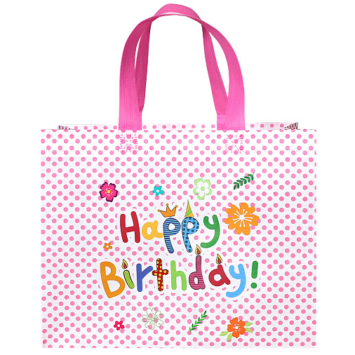 Подарочный пакет на День рождения 32*14*25,5 см светло-розовый