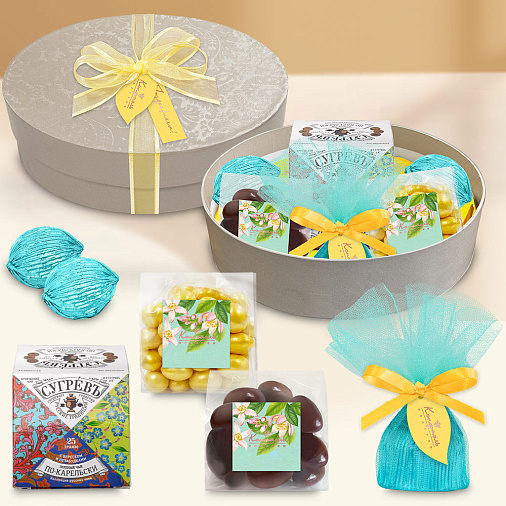 Подарочный набор: драже, конфеты глазированные, чай