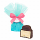 Конфета ванильное суфле и черничный мармелад в горьком шоколаде голубая с розовым бантом 50г